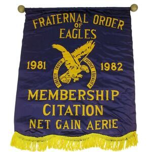 Rare Vintage F.O.E. Fraternal Order of Eagles 1981-82 Membership Citation Aerie